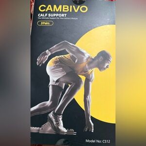 CAMBIVO black compression calf support sleeves; 3 pack; size: L/XL